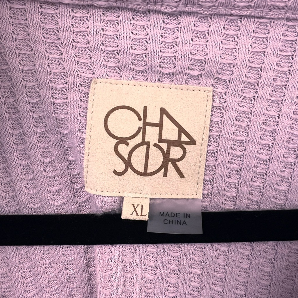 Chaser Waffle Knit Thermal Long Sleeve V-Neck Top Lilac Size XL - Picture 4 of 6